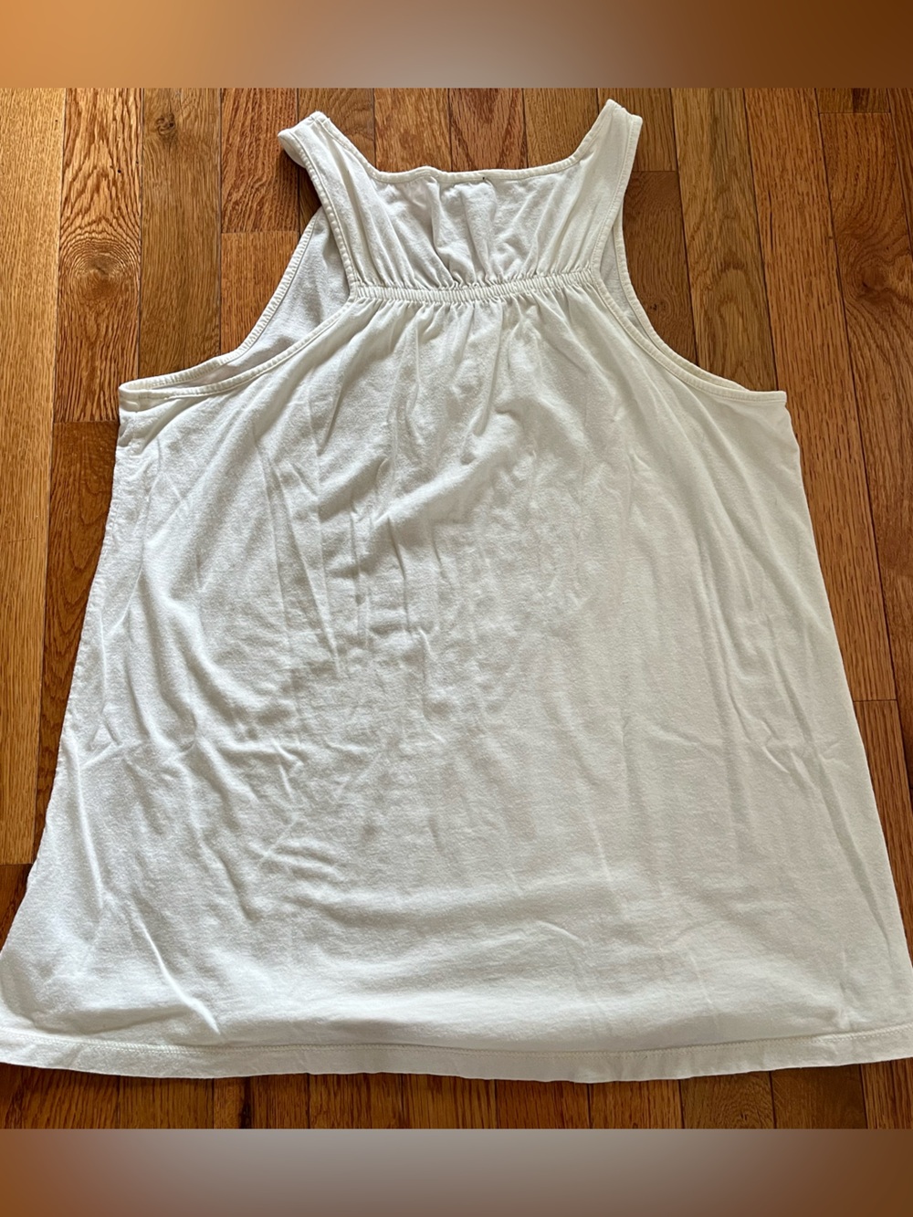 Valerie Bertinelli Sz XL Ivory A-line Tank Top w/Beige Embroidered Front Racerba - Picture 4 of 5